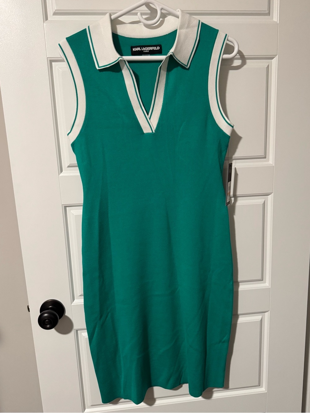 NWT Karl Lagerfield Paris Sleeveless Rugby/Polo Dress, Green, Size Small